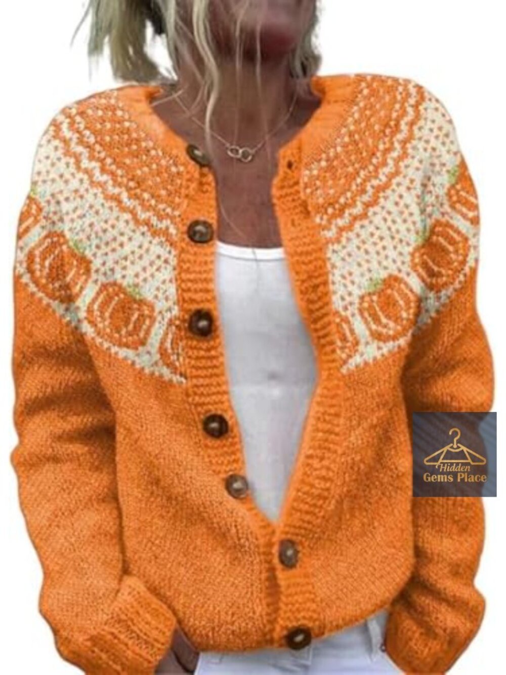 Women's Fall Winter Knit Button Cardigan Long Sleeve Crew Neck Sweater